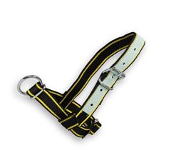 Halster show kalf zwrt-geel m. leer 40mm